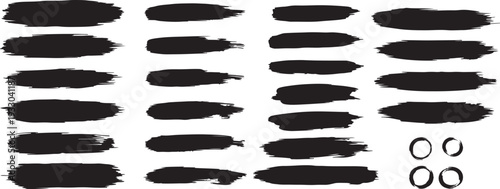Collection of black brush strokes on white background