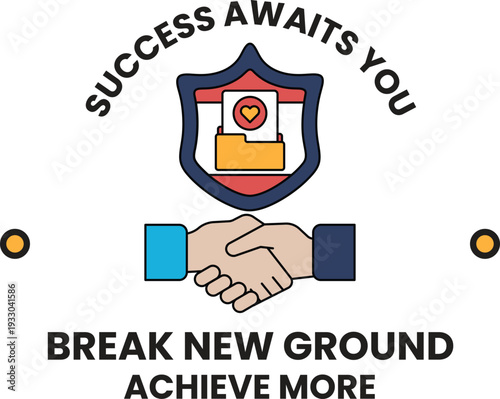 A logo for a company that says "success awaits you" and "break new ground"