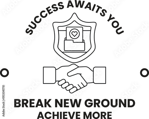 A logo for a company that says "success awaits you" and "break new ground"