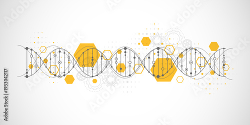 Molecular structure and genetic engineering, atom, neural network, neurons, DNA molecule. Scientific research concept for healthcare, medical, technology, chemistry, science template presentation