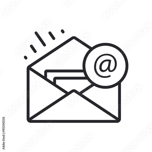 email icons outline and Flat Style,transparent background