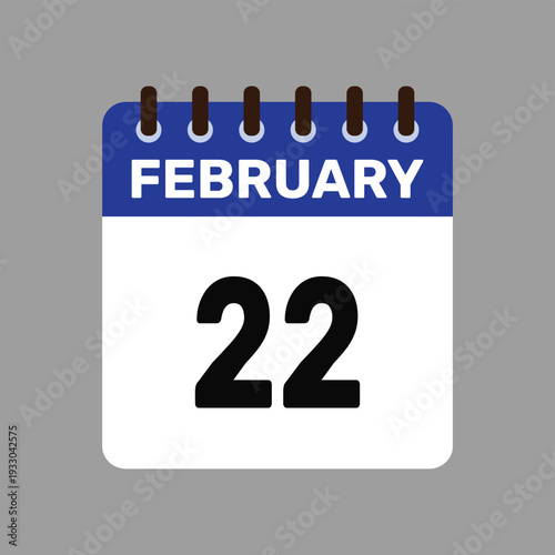 calendar with february 22 icon vector reminder for important deadlines and special events this autumn season