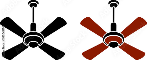 Ceiling Fan Icon Set – Home Appliance Ventilation Vector Illustration