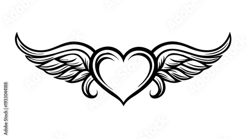 Stunning winged heart symbol with elegant design