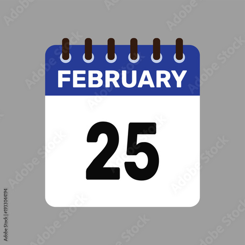 calendar with february 25 icon vector reminder for important deadlines and special events this autumn season