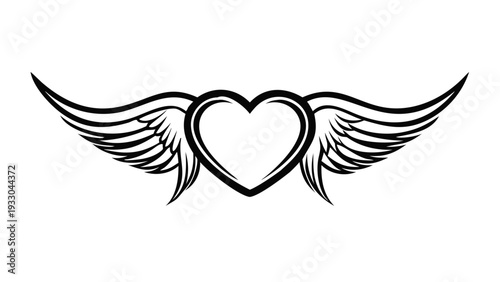 Stunning winged heart symbol for love and freedom concepts