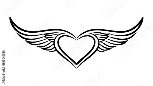 Heart with wings symbolizing love and freedom in a modern design
