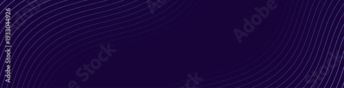Abstract background with waves and lines. Web banner size. Futuristic background for banner, poster, flyer. Vector element for design isolated on dark blue. Purple and blue. gradient