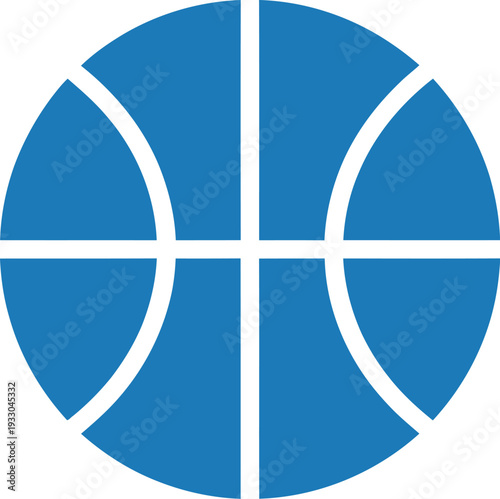 A blue basketball icon on a plain white background viewed from directly above with clean lines