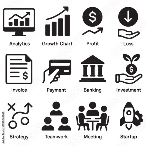 Financial Growth, Investment & Management Icons