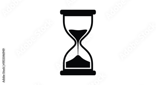 A stark black hourglass stands against a white background symbolizing the passage of time and fleeting moments a silhouette