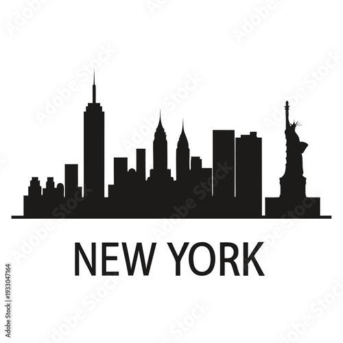 A striking black silhouette of the new york city skyline