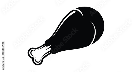A stark black and white depiction of a chicken leg showcasing a simple yet impactful silhouette high quality professional