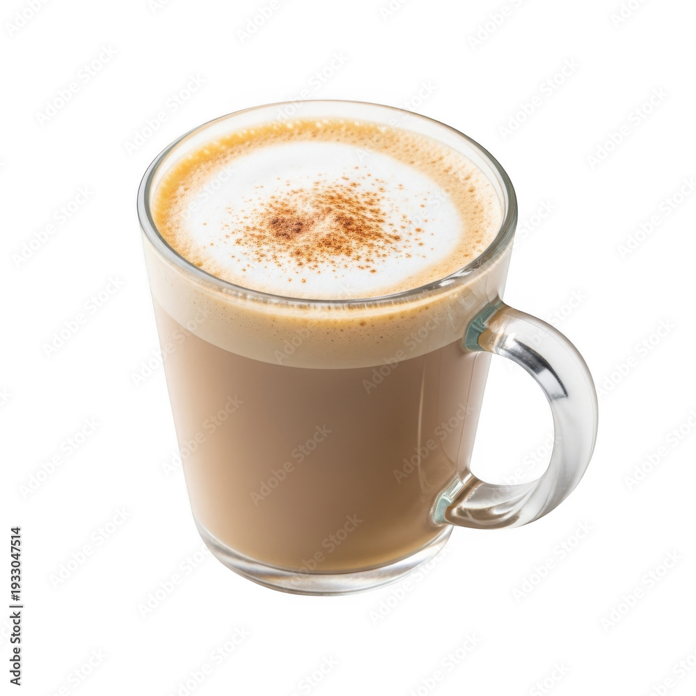 Obraz premium A creamy latte with a heart-shaped latte art design on top isolated on transparent background