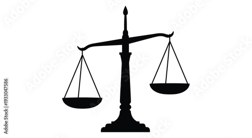 A stark black silhouette of scales of justice symbolize balance impartiality and legal proceedings silhouette high quality professional detailed