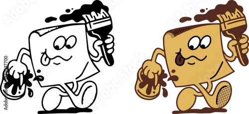 Cute Cleaning Sponge Mascot Cartoon – Housekeeping Illustration Vector