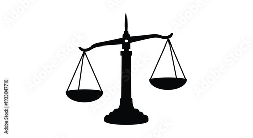 A stark black silhouette of scales of justice symbolizes balance impartiality and legal proceedings silhouette high quality professional detailed