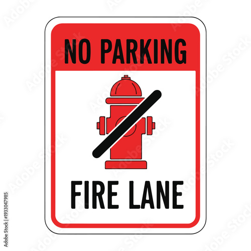 No Parking Fire Lane Sign