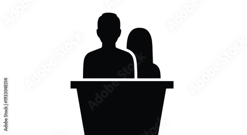 A striking black silhouette depicts a couple in a tub suggesting relaxation and intimacy a minimalist silhouette high quality