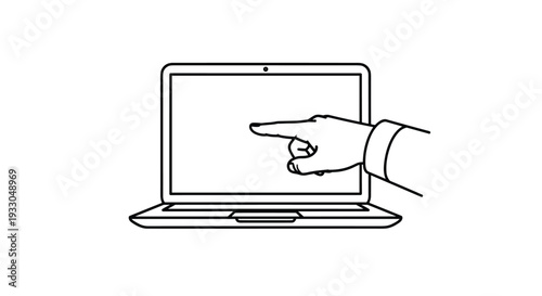 Laptop Finger Pointing Computer Screen Business