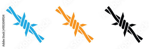 Barbed Wire Illustration Sharp Protective and Symbolic. Barbed Wire Cross Vector Graphic - Security and Caution Illustration