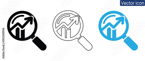 Professional vector icons illustrating business growth and analysis