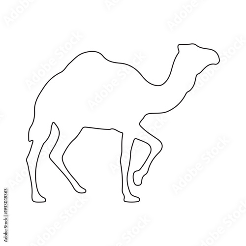 Camel Silhouette Line Art Vector Illustration Design.