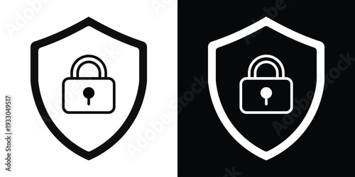 Security shield icon featuring an open padlock. Symbol for unprotected data, system vulnerability, open access, or deactivated firewall protection.