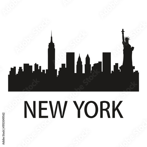 Silhouetted skyline of new york city with iconic landmarks