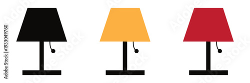 Table Lamp Icon Vector Set – Modern Desk and Home Lighting Symbols in Line, Glyph and Silhouette Styles for
 Interior Decor