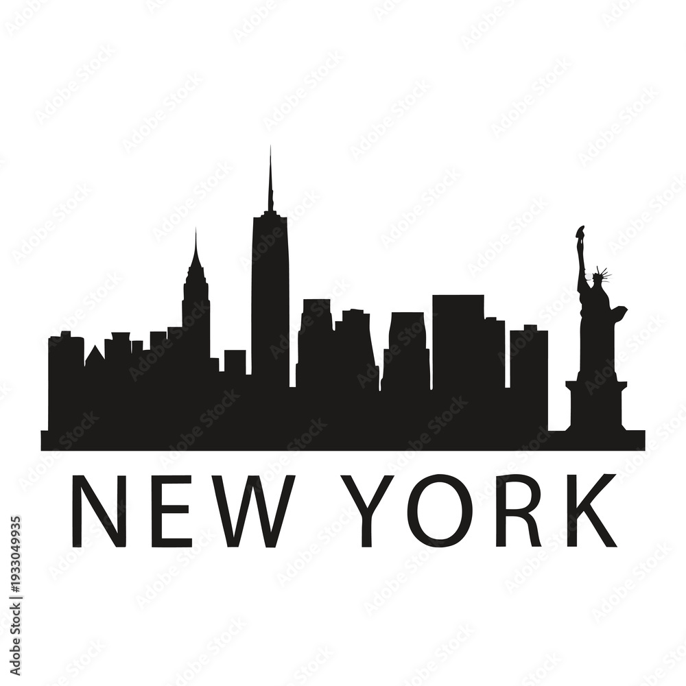 Fototapeta premium A striking silhouette of the new york city skyline with text