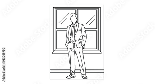 Businessman Standing Window Professional Confident Business