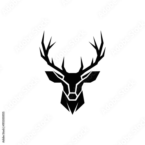Geometric Deer Head with Antlers Illustration 2.