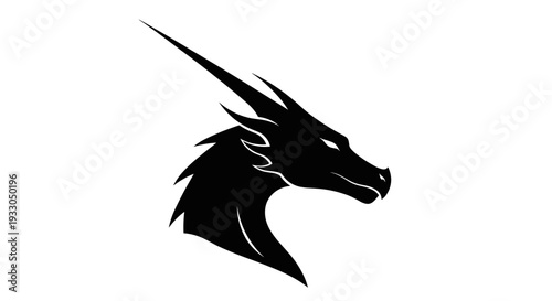 Black Dragon Head Illustration Silhouette.