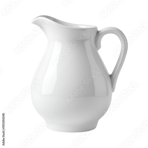 White ceramic pitcher isolated on white background minimalist kitchen decor
