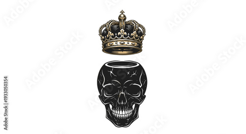 Crowned Skull Symbolizing Power and Mortality.