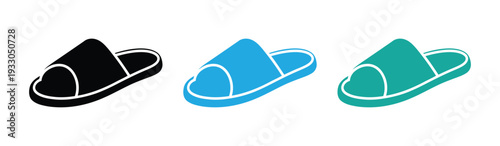 Set of three pairs of black silhouette slippers for indoor footwear comfort relaxation rest and home wear collection