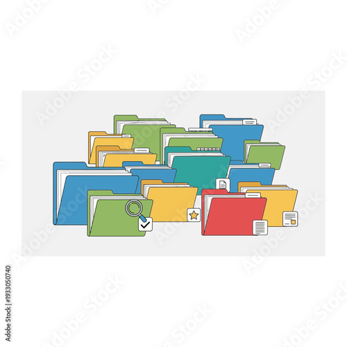 Colorful Document Folder Stack Illustration