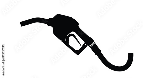 A stark black silhouette of a gasoline fuel nozzle against a white background emphasizing modern energy consumption silhouette