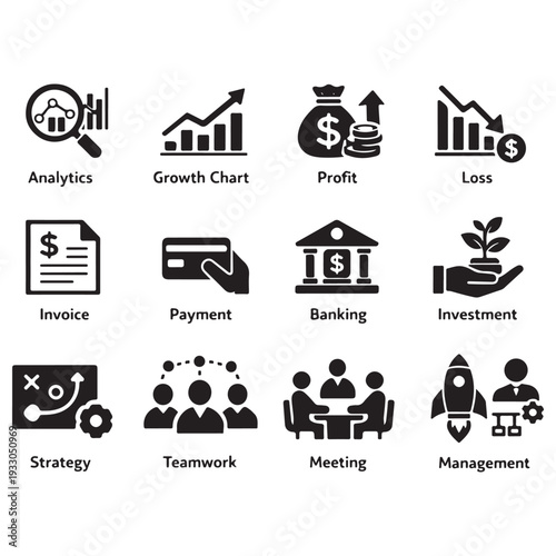 Financial Growth, Investment & Management Icons