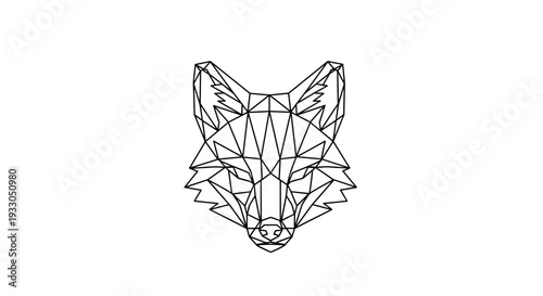 Geometric Fox Head Line Art Illustration.