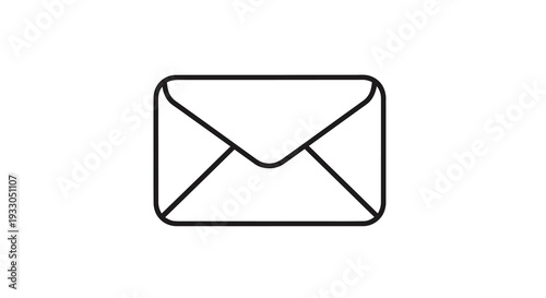 A simple black outline depicts a closed envelope representing communication and correspondence a stark silhouette high quality professional detailed