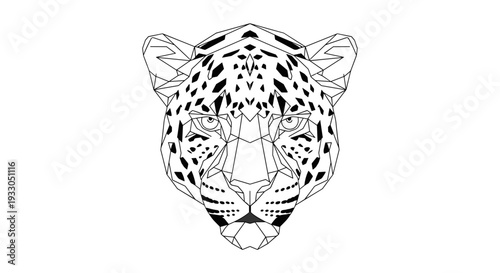 Black and White Leopard Head Illustration.