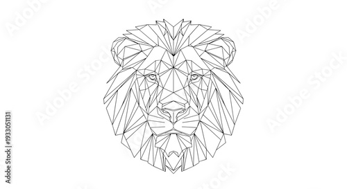 Geometric Lion Head Line Art Illustration.