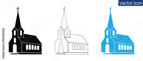 Set of modern church building vector icons for design projects