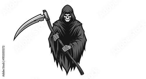 Grim Reaper Holding Scythe Illustration.