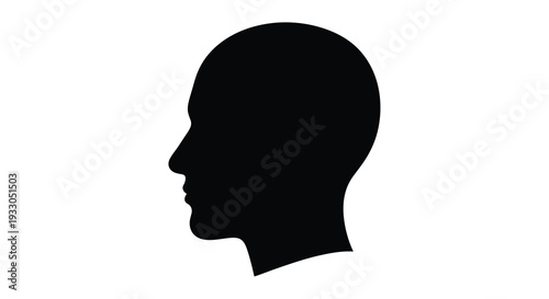 A stark black profile of a human head against a white background showcasing a minimalist silhouette high quality professional