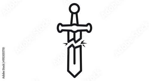 Broken Sword Illustration with Cracked Blade.