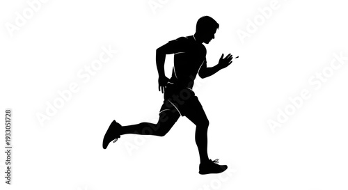 Silhouette of a runner in mid-stride during a race or jogging session.