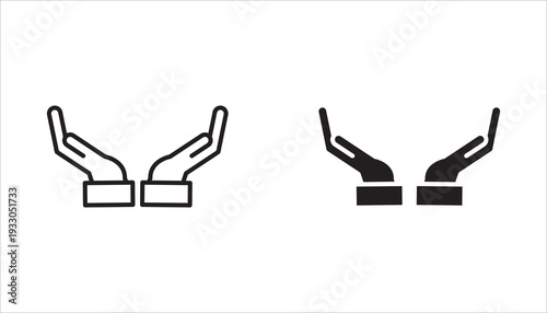 Vector hand icon set, perfect for conveying concepts of prayer, giving, receiving, help, and support. Editable white background.